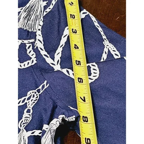 Chico's Button Down blouse size 12 nautical print quarter‎ sleeve flip cuff - Picture 9 of 11